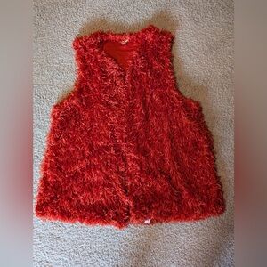 Long faux-shag vest size 22/24 burnt orange like new